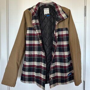 KAVU Highlands Women's Coat - Flannel Jacket Long Sleeve Insulated Button Coat L